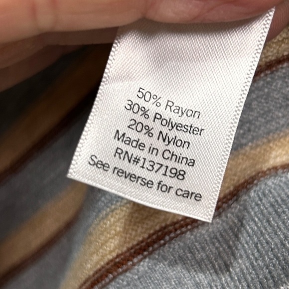 Cara Santana x Nine West ribbed grey tan brown striped sleeveless sweater xl - Picture 6 of 7